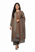 Earthy Taupe and Rust Floral Printed Winter Kurta Set